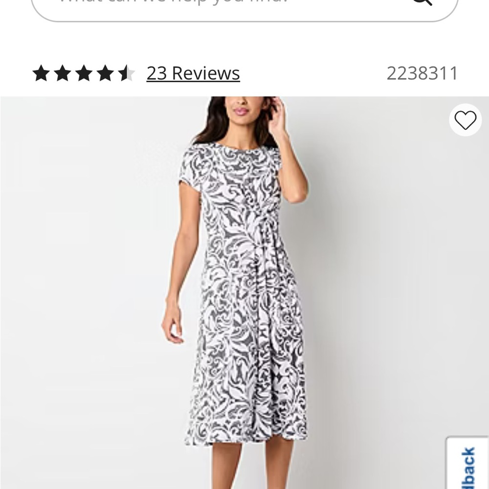 Perceptions Black and White Printed Midi Dress